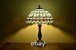 Tiffany Table Lamp Desk Lamp Sea Blue Stained Glass Antique Bedside Light H14