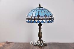 Tiffany Table Lamp Desk Lamp Sea Blue Stained Glass Antique Bedside Light H14