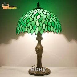 Tiffany Table Lamp Green Wisteria Style Stained Glass Desk Bedside R