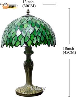 Tiffany Table Lamp Green Wisteria Style Stained Glass Desk Bedside R