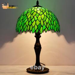 Tiffany Table Lamp Green Wisteria Style Stained Glass Desk Bedside R