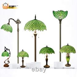 Tiffany Table Lamp Green Wisteria Style Stained Glass Desk Bedside R