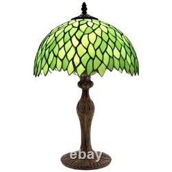Tiffany Table Lamp Green Wisteria Style Stained Glass Desk Bedside Reading Li