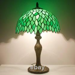 Tiffany Table Lamp Green Wisteria Style Stained Glass Desk Bedside Reading Li