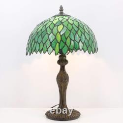 Tiffany Table Lamp Green Wisteria Style Stained Glass Desk Bedside Reading Li