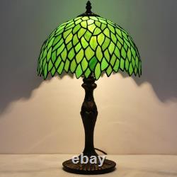 Tiffany Table Lamp Green Wisteria Style Stained Glass Desk Bedside Reading Li