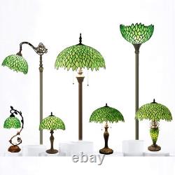 Tiffany Table Lamp Green Wisteria Style Stained Glass Desk Bedside Reading Li