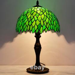 Tiffany Table Lamp Green Wisteria Style Stained Glass Desk Bedside Reading Light