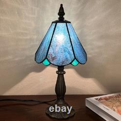 Tiffany Table Lamp, Handcrafts Stained Glass Style Table Light, Blue Small Desk