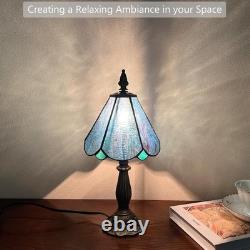 Tiffany Table Lamp, Handcrafts Stained Glass Style Table Light, Blue Small Desk