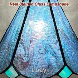 Tiffany Table Lamp, Handcrafts Stained Glass Style Table Light, Blue Small Desk