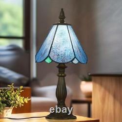 Tiffany Table Lamp, Handcrafts Stained Glass Style Table Light, Blue Small Desk