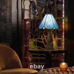 Tiffany Table Lamp, Handcrafts Stained Glass Style Table Light, Blue Small Desk