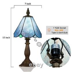 Tiffany Table Lamp, Handcrafts Stained Glass Style Table Light, Blue Small Desk