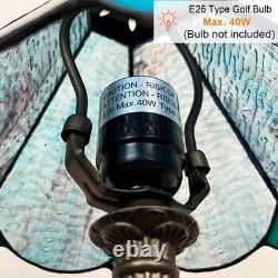 Tiffany Table Lamp, Handcrafts Stained Glass Style Table Light, Blue Small Desk
