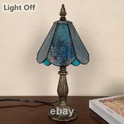 Tiffany Table Lamp, Handcrafts Stained Glass Style Table Light, Blue Small Desk