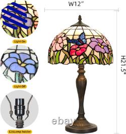 Tiffany Table Lamp Handmade Stained Glass Flowers Butterfly Design Lampshade Tiffany Table Lamp Handmade Stained Glass Flowers Butterfly Design Lampshade