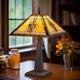 Tiffany Table Lamp, Mission Stained Glass Table Light, Antique Style Medium Size D