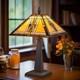 Tiffany Table Lamp, Mission Stained Glass Table Light, Antique Style Medium Size D