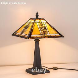 Tiffany Table Lamp, Mission Stained Glass Table Light, Antique Style Medium Size D