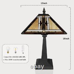 Tiffany Table Lamp, Mission Stained Glass Table Light, Antique Style Medium Size D