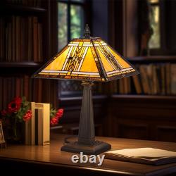 Tiffany Table Lamp, Mission Stained Glass Table Light, Antique Style Medium Size D