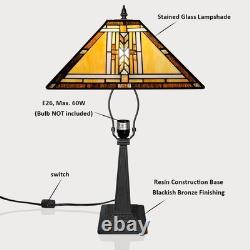 Tiffany Table Lamp, Mission Stained Glass Table Light, Antique Style Medium Size D