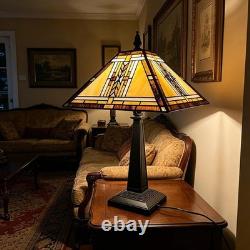 Tiffany Table Lamp, Mission Stained Glass Table Light, Antique Style Medium Size D