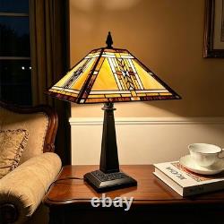 Tiffany Table Lamp, Mission Stained Glass Table Light, Antique Style Medium Size D