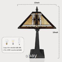 Tiffany Table Lamp, Mission Stained Glass Table Light, Antique Style Medium Size D