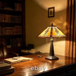 Tiffany Table Lamp, Mission Stained Glass Table Light, Antique Style Medium Size D