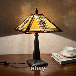 Tiffany Table Lamp, Mission Stained Glass Table Light, Antique Style Medium Size D