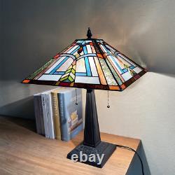 Tiffany Table Lamp Mission Style 16 Wide Stained Glass Desk Lamp for Reading A