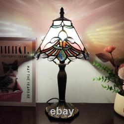 Tiffany Table Lamp Pink Pearls Baroque Style Stained Glass Desk Light Small T