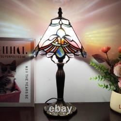 Tiffany Table Lamp Pink Pearls Baroque Style Stained Glass Desk Light Small T