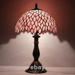 Tiffany Table Lamp Pink Wisteria Style Stained Glass Desk Bedside Reading Lig