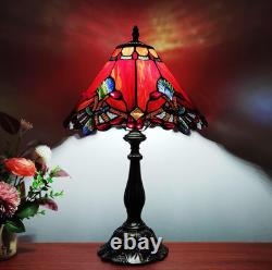 Tiffany Table Lamp Red Baroque Style Stained Glass Lamp 12X12X19 Inch
