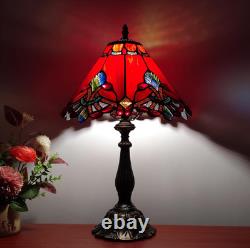 Tiffany Table Lamp Red Baroque Style Stained Glass Lamp 12X12X19 Inch