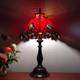 Tiffany Table Lamp Red Baroque Style Stained Glass Lamp 12x12x19 Inch Antique