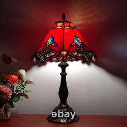 Tiffany Table Lamp Red Baroque Style Stained Glass Lamp 12X12X19 Inch Antique