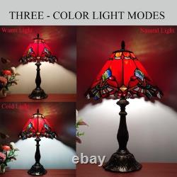Tiffany Table Lamp Red Baroque Style Stained Glass Lamp 12X12X19 Inch Antique