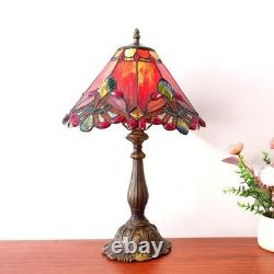 Tiffany Table Lamp Red Baroque Style Stained Glass Lamp 12X12X19 Inch Antique