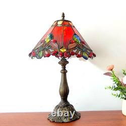 Tiffany Table Lamp Red Baroque Style Stained Glass Lamp 12X12X19 Inch Antique