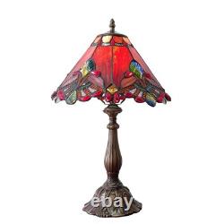 Tiffany Table Lamp Red Baroque Style Stained Glass Lamp 12X12X19 Inch Antique