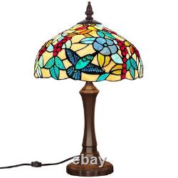 Tiffany Table Lamp Red Grape Stained Glass 12x12x19 Inches