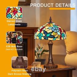 Tiffany Table Lamp Red Grape Stained Glass 12x12x19 Inches