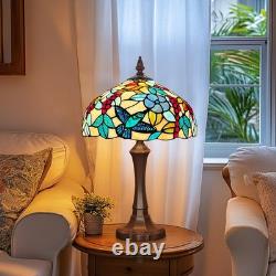 Tiffany Table Lamp Red Grape Stained Glass 12x12x19 Inches