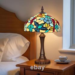 Tiffany Table Lamp Red Grape Stained Glass 12x12x19 Inches