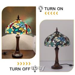 Tiffany Table Lamp Red Grape Stained Glass 12x12x19 Inches