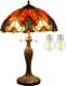 Tiffany Table Lamp Red Liaison Stained Glass Style Bedside Lamp 16x16x24 Inches